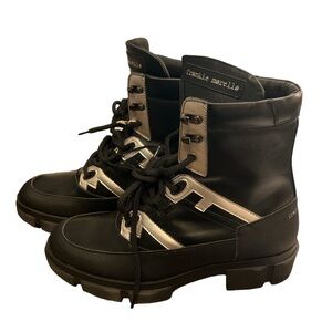 Frankie‎ Morello NWT Men’s Black w/metallic design.  boots. Size 42. In Box